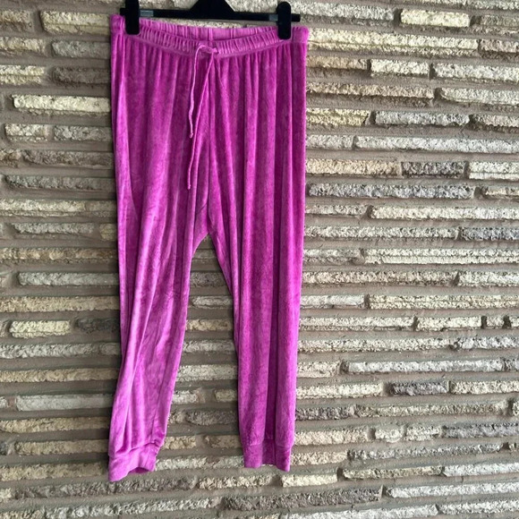 Juicy Couture Vintage Fuchsia Textured Velour Bling Track Pants Size Large - Picture 8 of 8